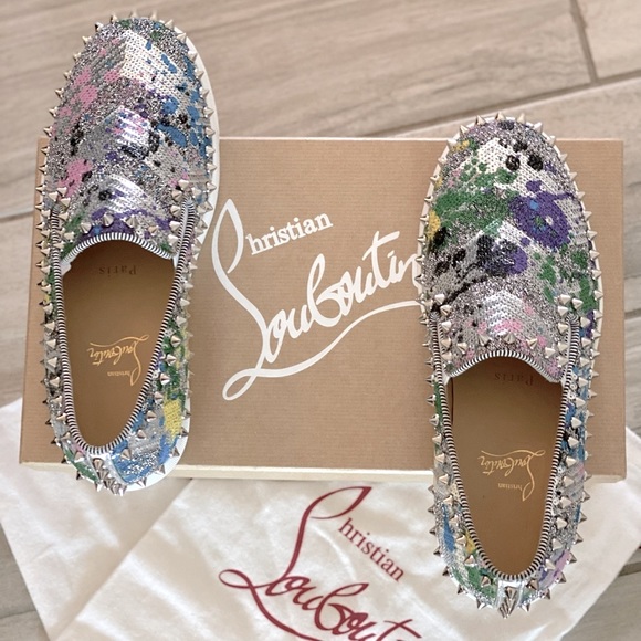 Christian Louboutin Blue Silver Sneakers Urban Style - Picture 4 of 15